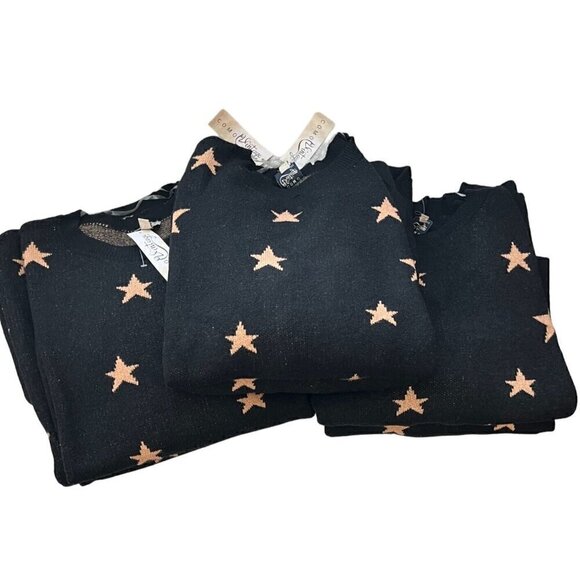 Como Vintage Black Star Sweater NWT Size 3X Tan Star Print Pullover, Cozy Warm - Picture 5 of 13